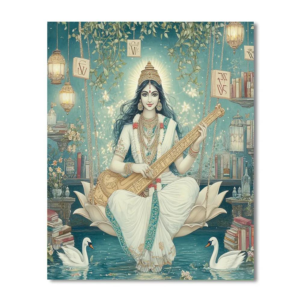 Saraswati In The Floating Script Garden Paint by numbers kits