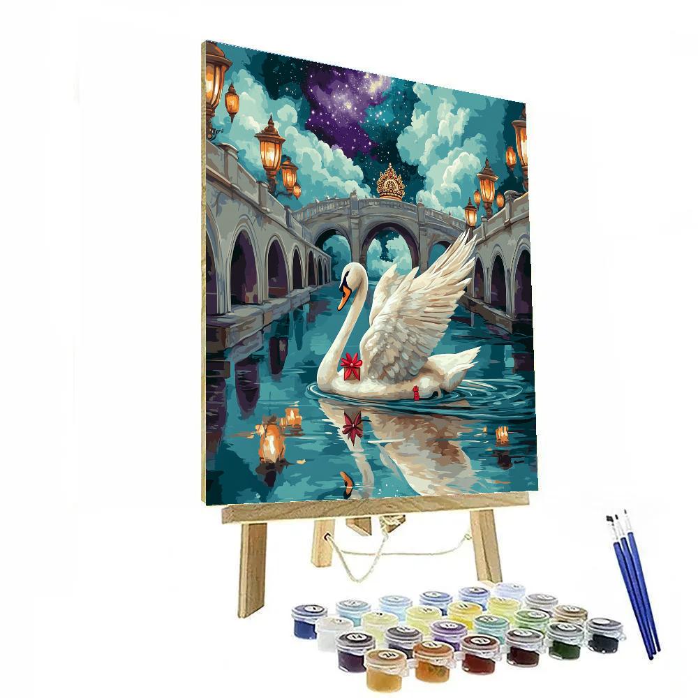 Brahma-Crowned Swan Crossing The Nebula Canal DIY paint by numbers