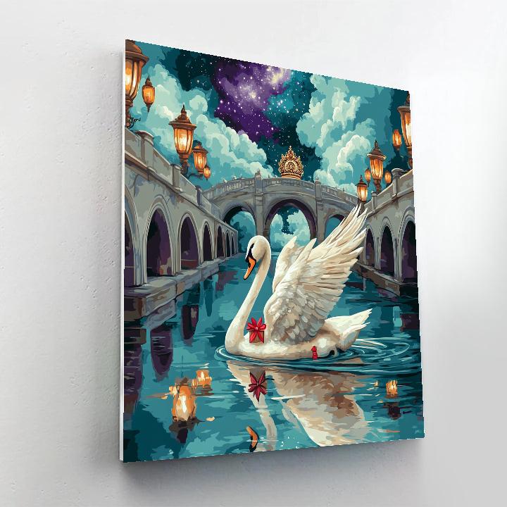 Brahma-Crowned Swan Crossing The Nebula Canal DIY paint by numbers
