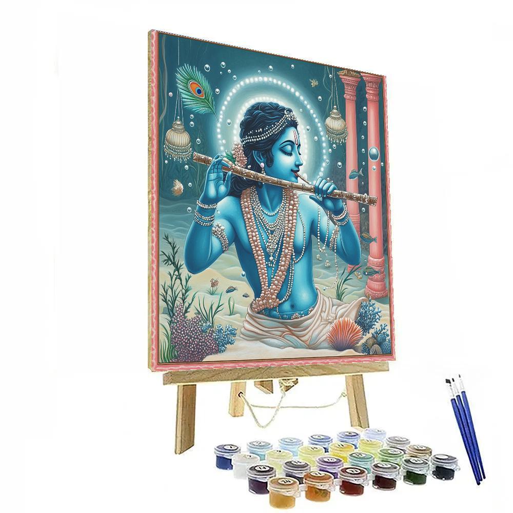 Krishna In The Coral Temple Courtyard paint by numbers