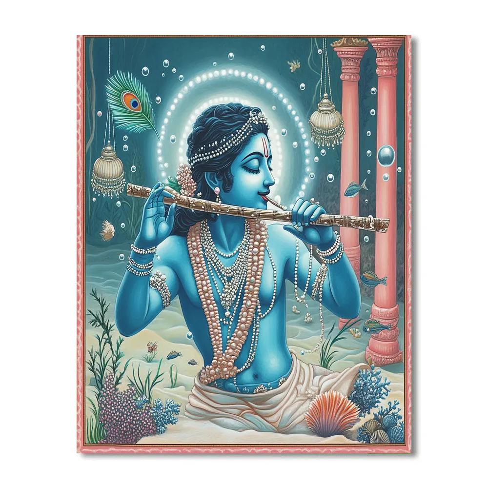 Krishna In The Coral Temple Courtyard paint by numbers