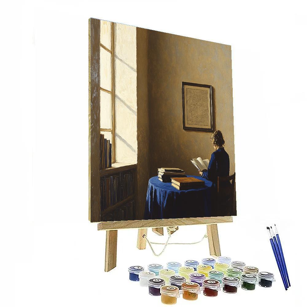 Johannes Vermeer Inspired Quiet Library Reading paint by number