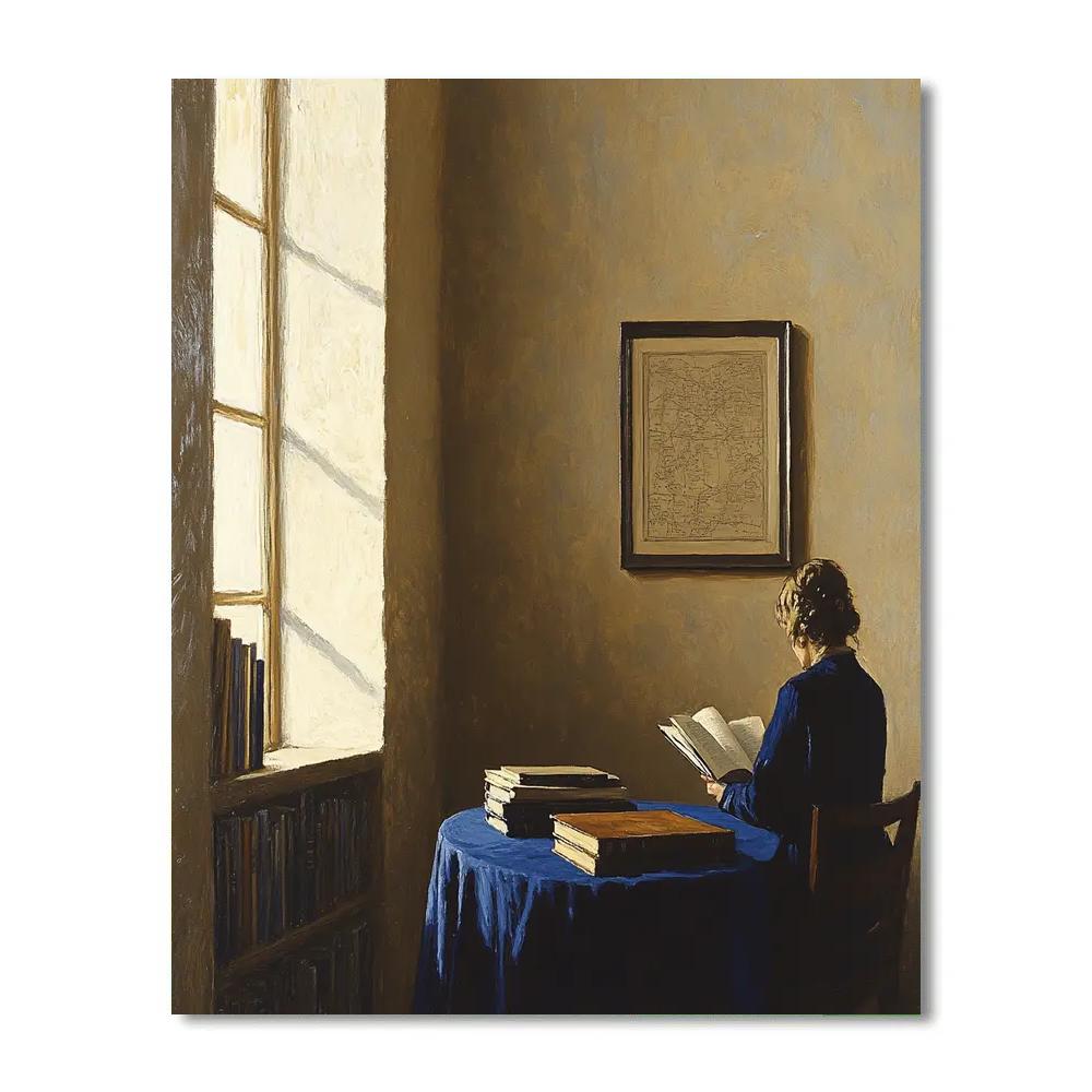 Johannes Vermeer Inspired Quiet Library Reading paint by number