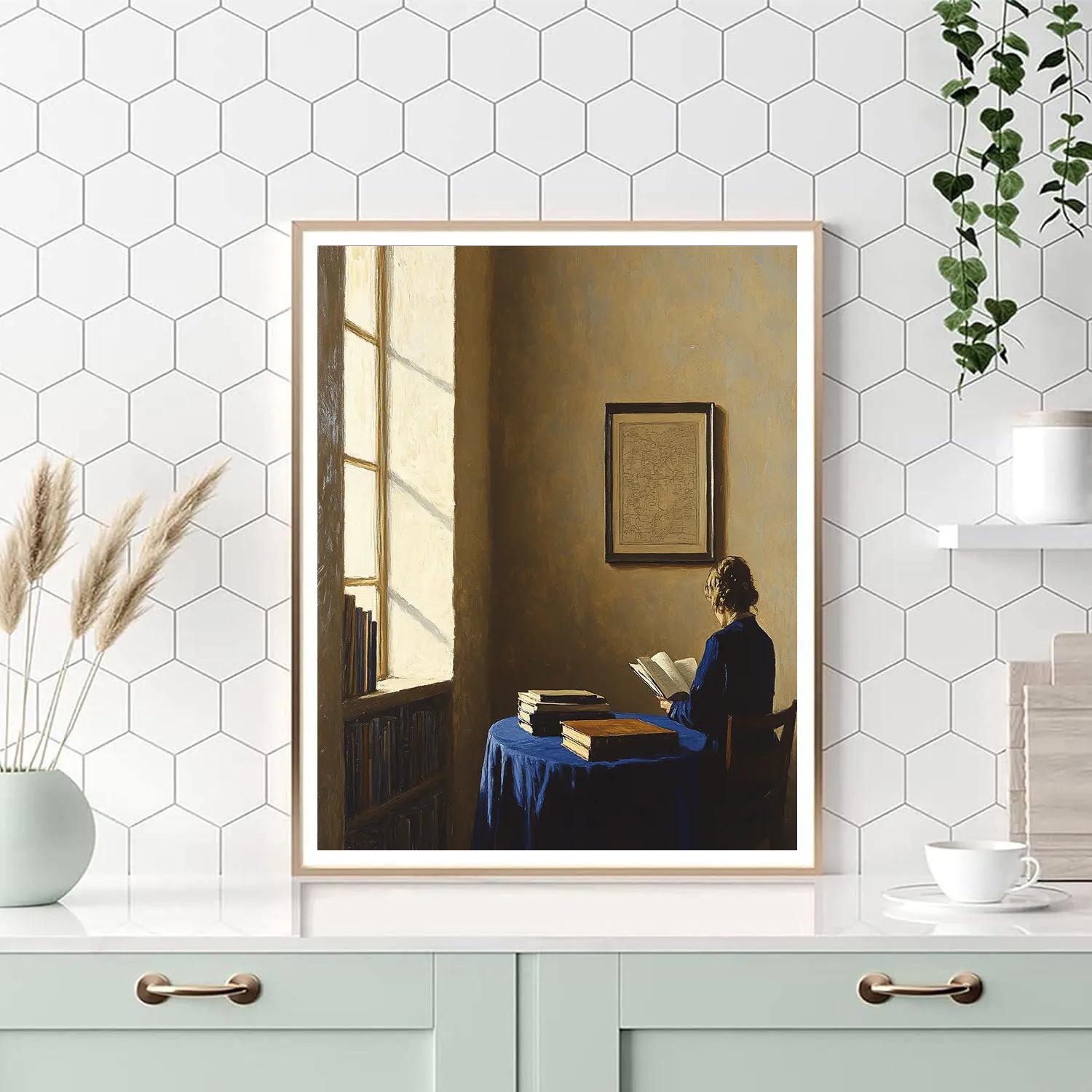 Johannes Vermeer Inspired Quiet Library Reading paint by number
