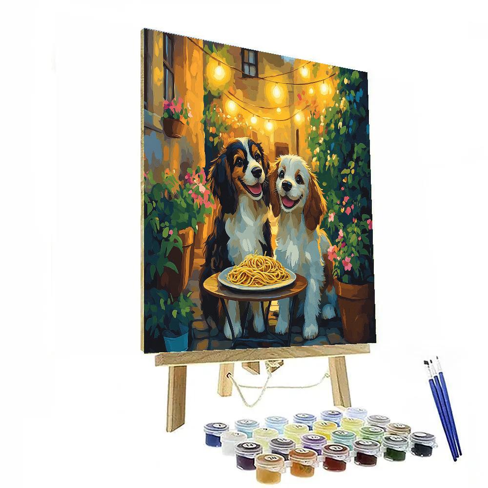 Lady And Tramp Spaghetti Garden Party Paint by numbers art