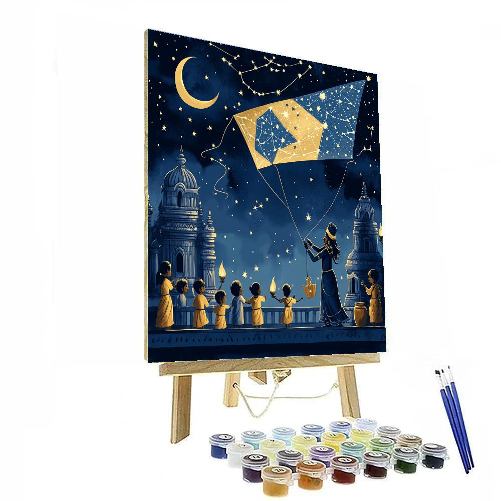 Krishna And The Paper Kite Planetarium Painting by numbers kit