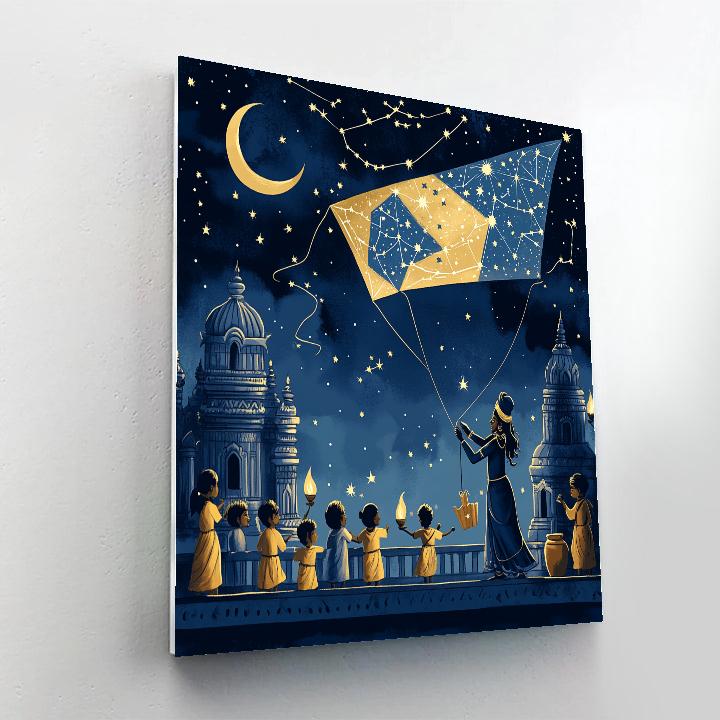 Krishna And The Paper Kite Planetarium Painting by numbers kit