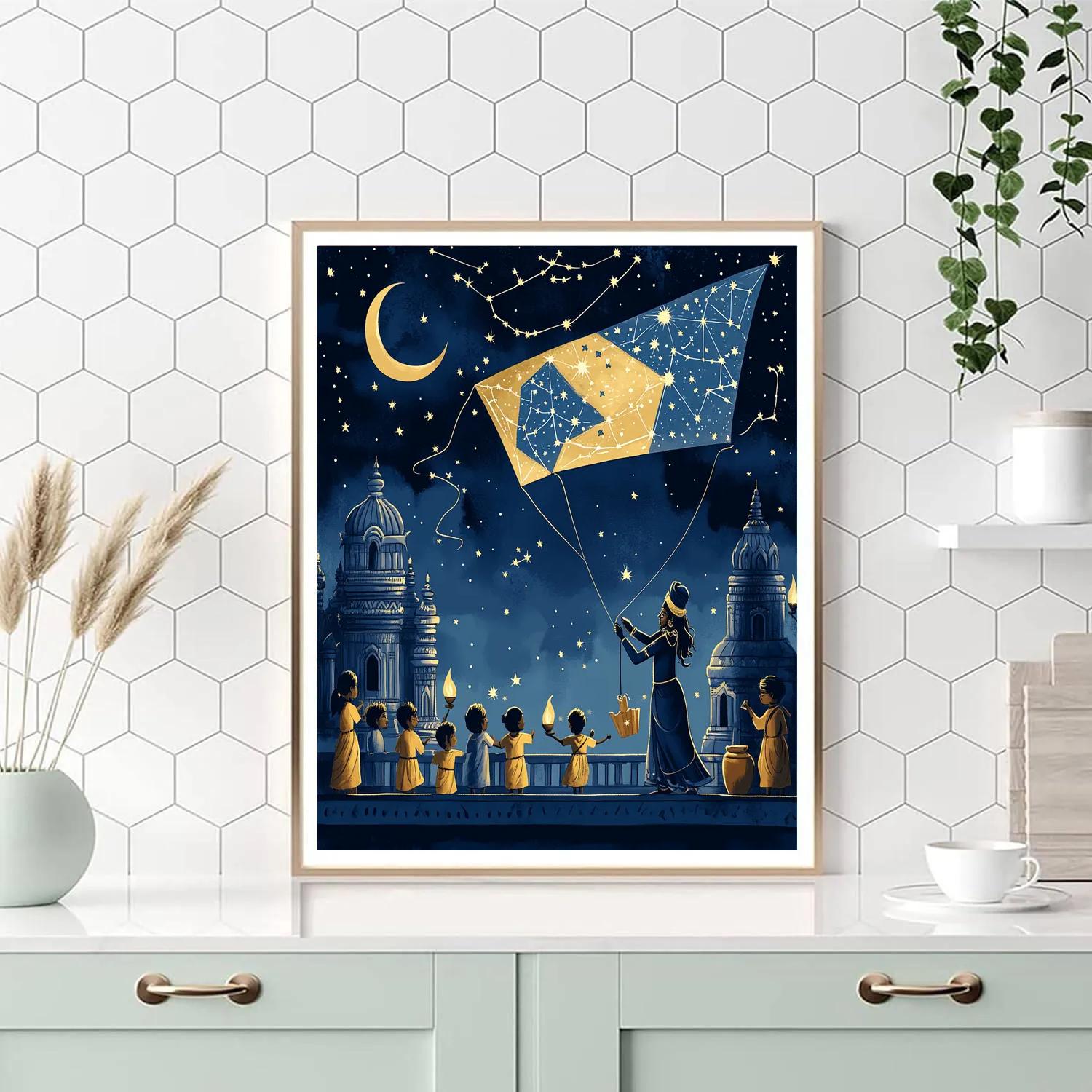 Krishna And The Paper Kite Planetarium Painting by numbers kit