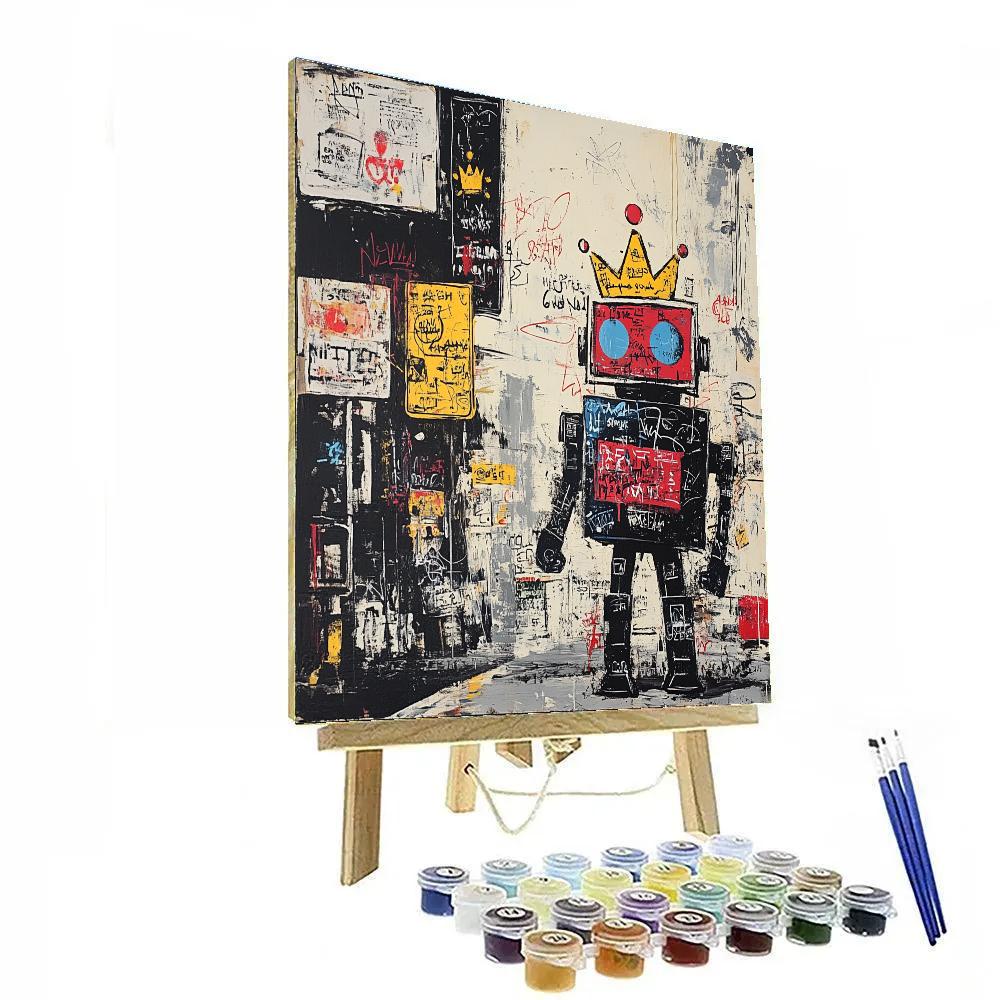 Jean Michel Basquiat Inspired Futuristic Robot Street Paint by numbers art