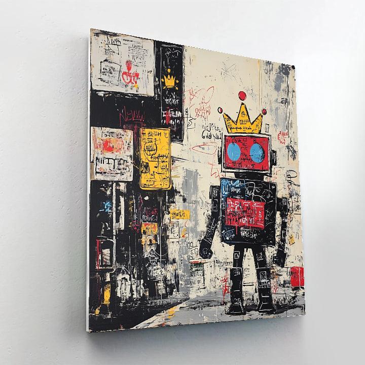Jean Michel Basquiat Inspired Futuristic Robot Street Paint by numbers art