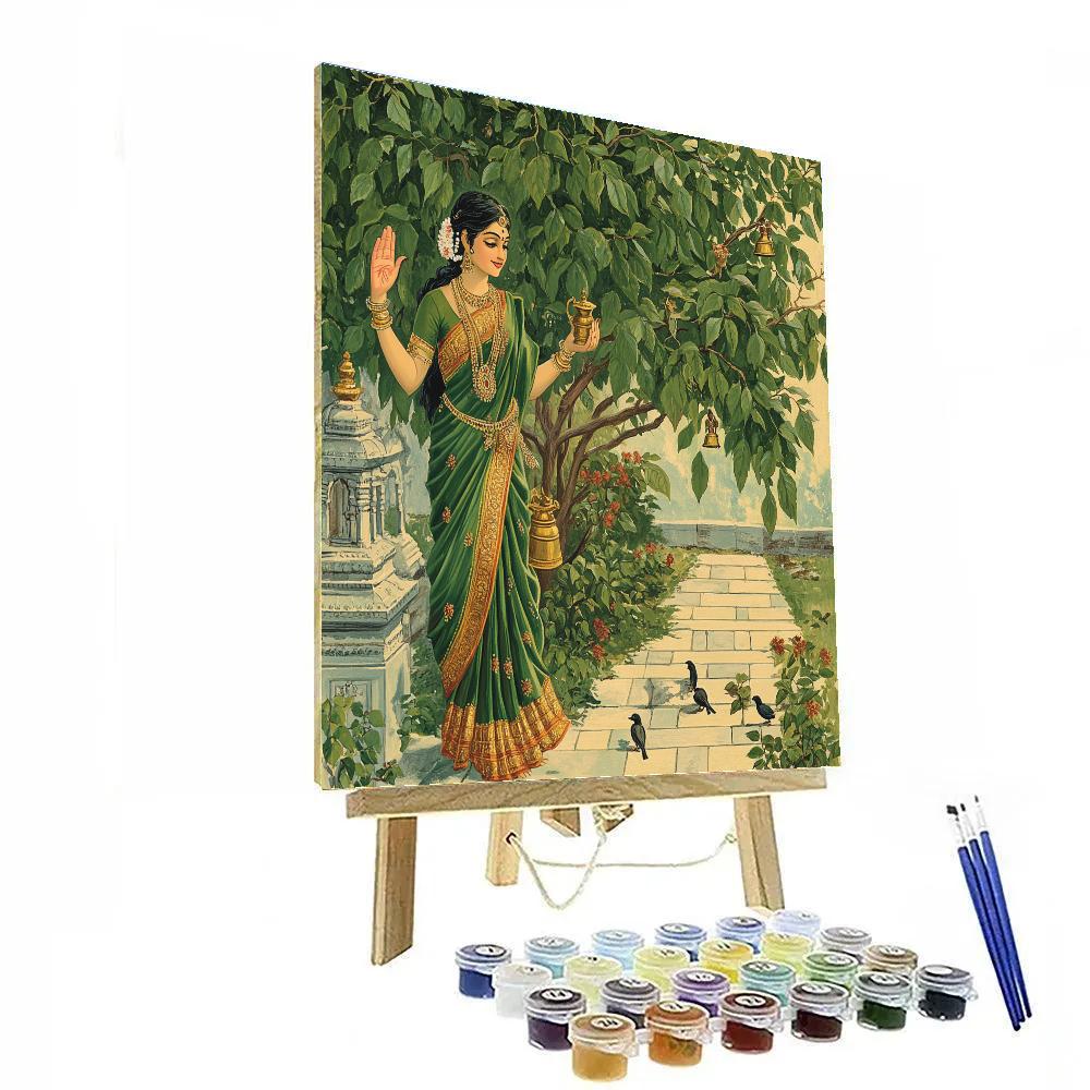 Temple Garden With Parvati Blessing The Neem Grove Paint by numbers art