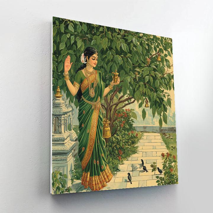 Temple Garden With Parvati Blessing The Neem Grove Paint by numbers art