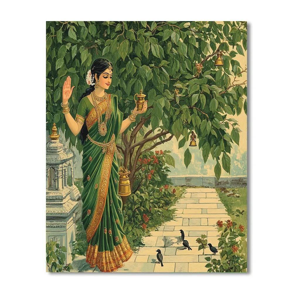 Temple Garden With Parvati Blessing The Neem Grove Paint by numbers art