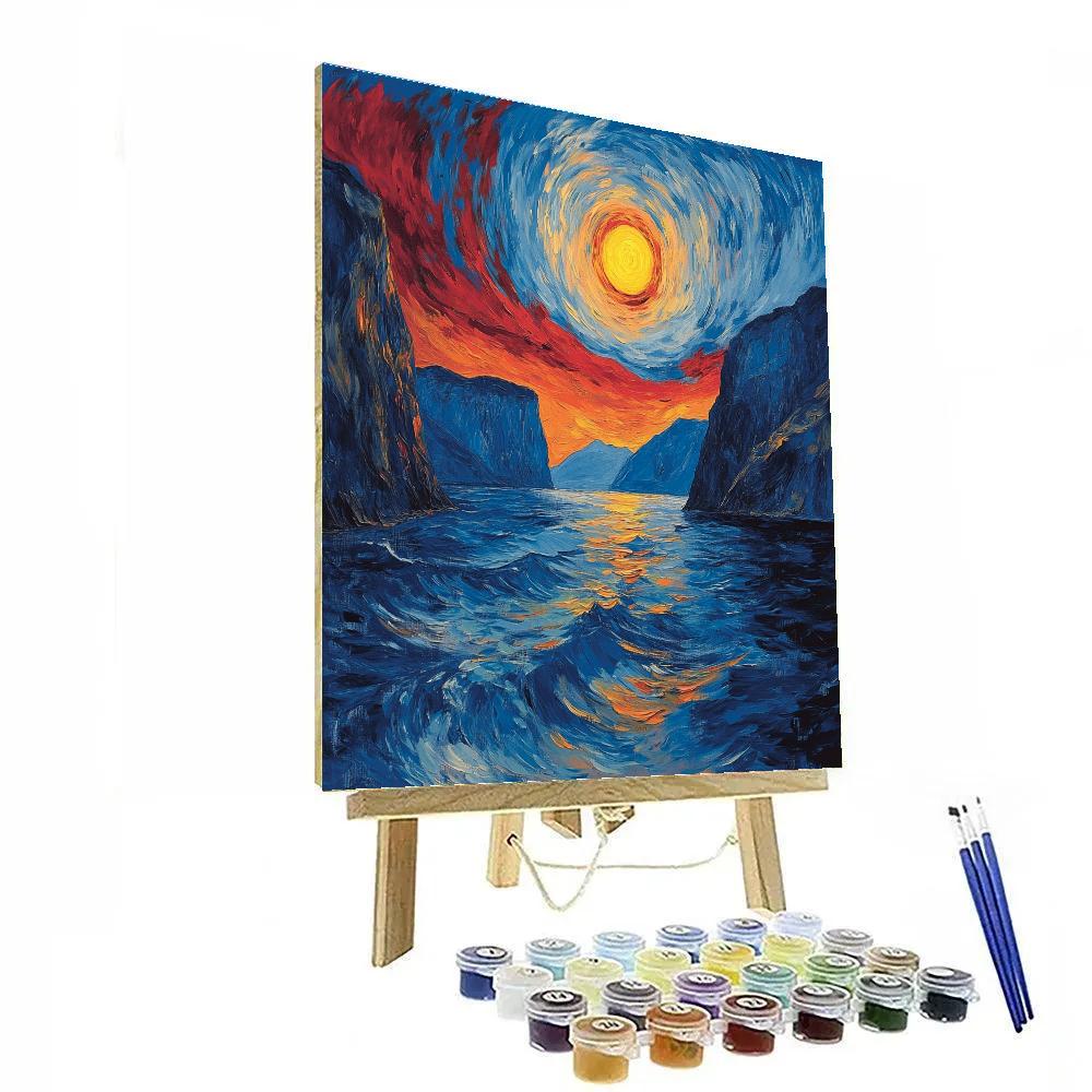 Edvard Munch Inspired Eclipse Over A Trembling Fjord Paint by numbers kits