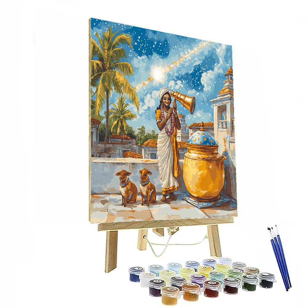 Krishna And The Butter Pot Observatory paint by color