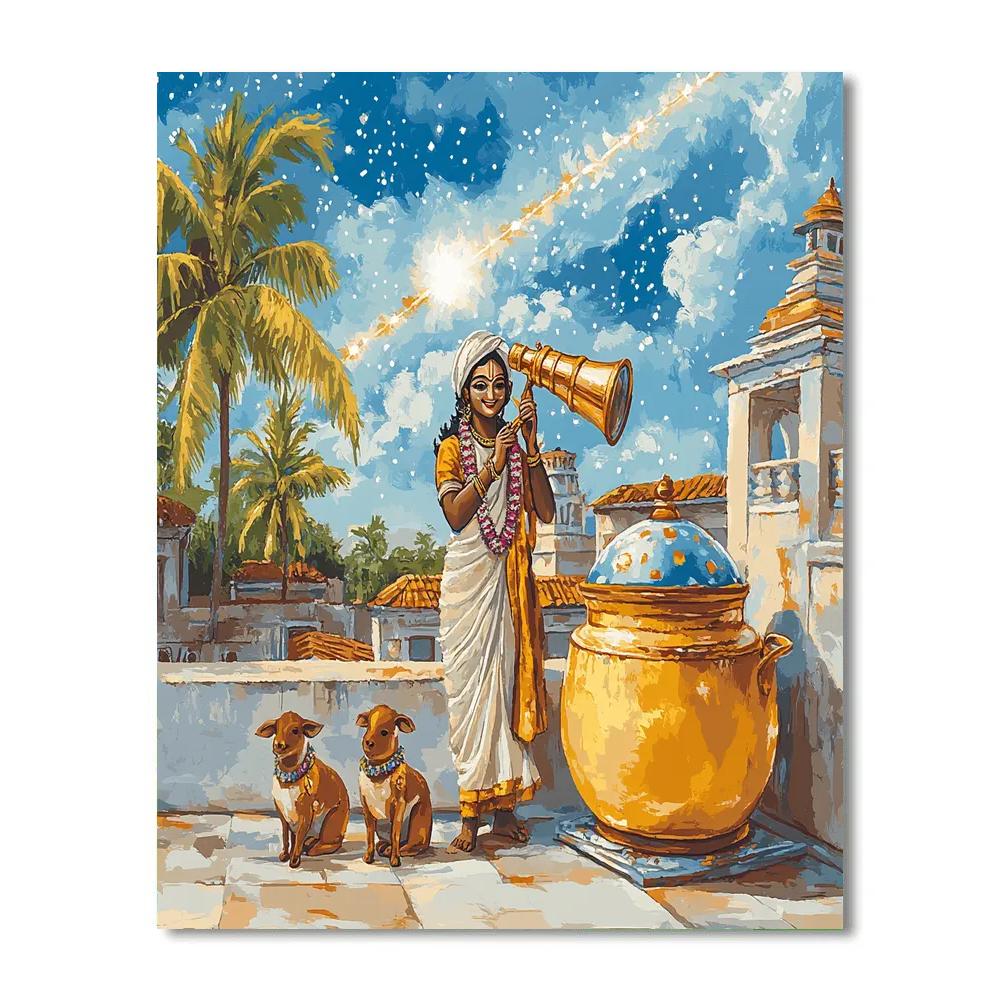 Krishna And The Butter Pot Observatory paint by color