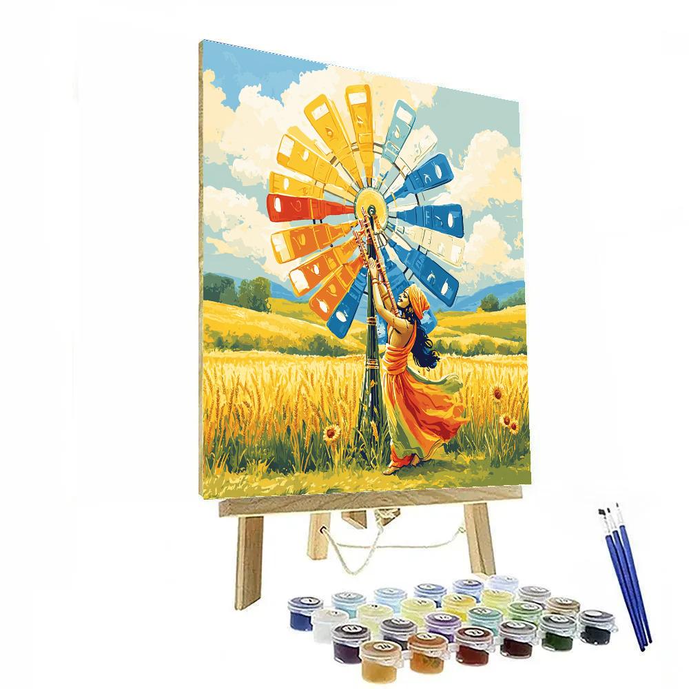Krishna And The Windmill Of Flute Notes Numbered painting kits