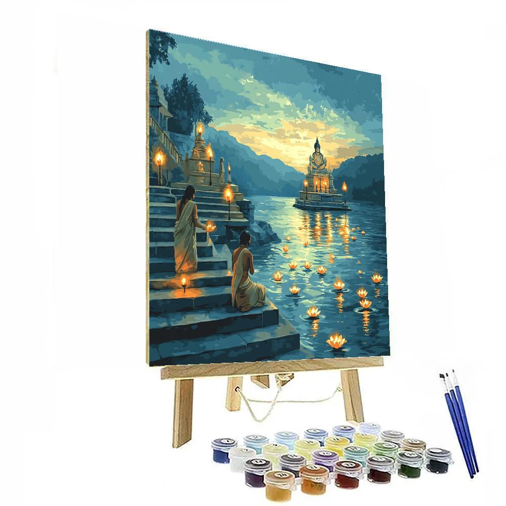 River Stairway Offering To Brahma At Twilight Numbered painting kits