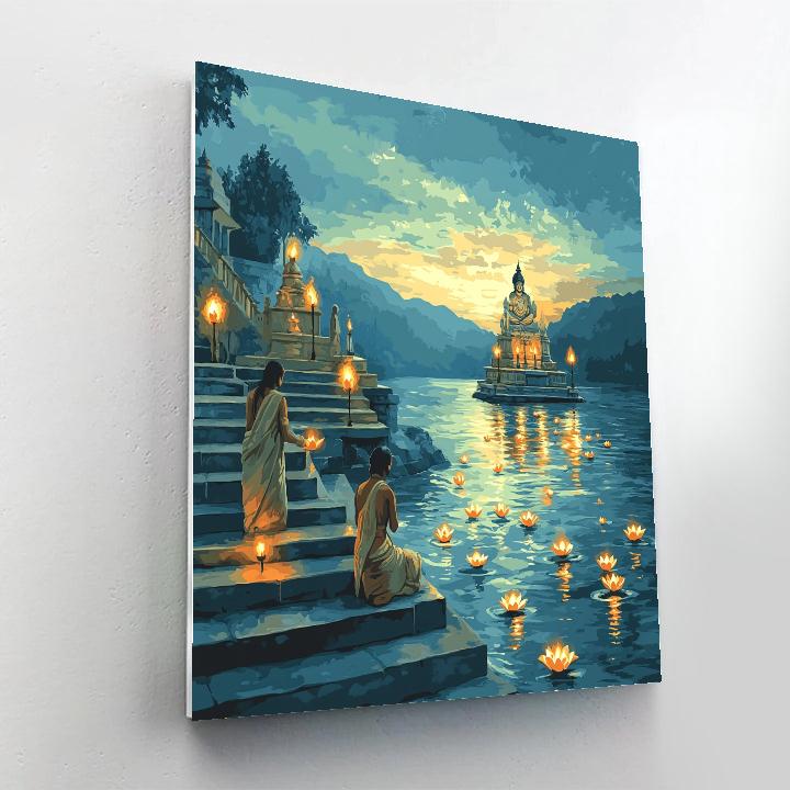 River Stairway Offering To Brahma At Twilight Numbered painting kits