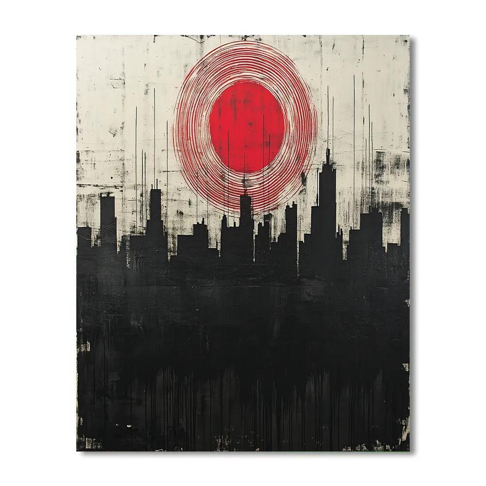 Banksy Inspired Silent Siren Skyline paint by color