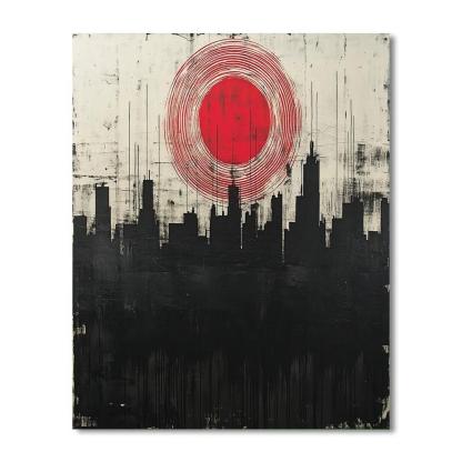 Banksy Inspired Silent Siren Skyline paint by color