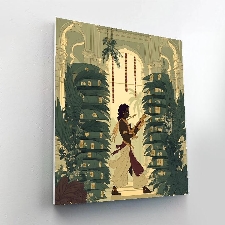 Krishna And The Library Of Sacred Leaves paint by color