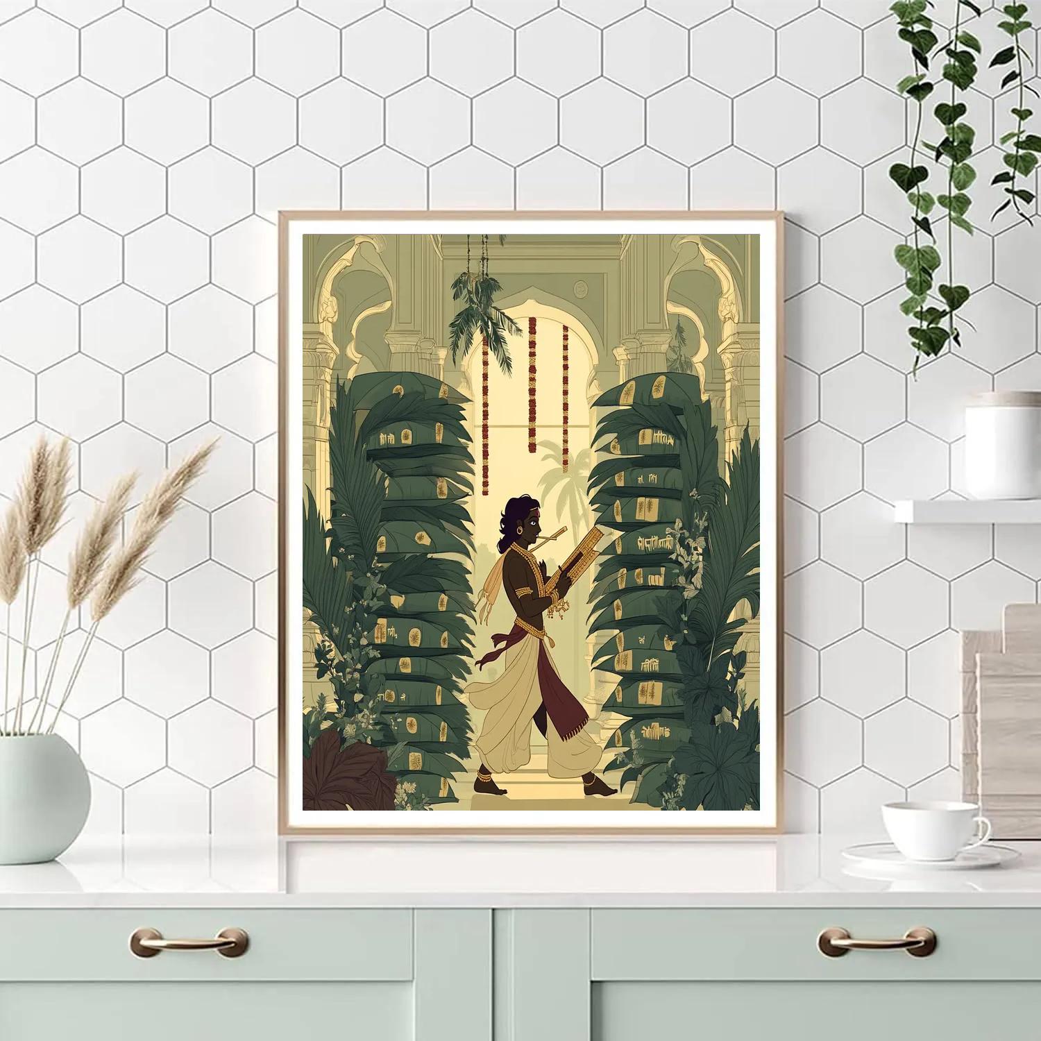 Krishna And The Library Of Sacred Leaves paint by color