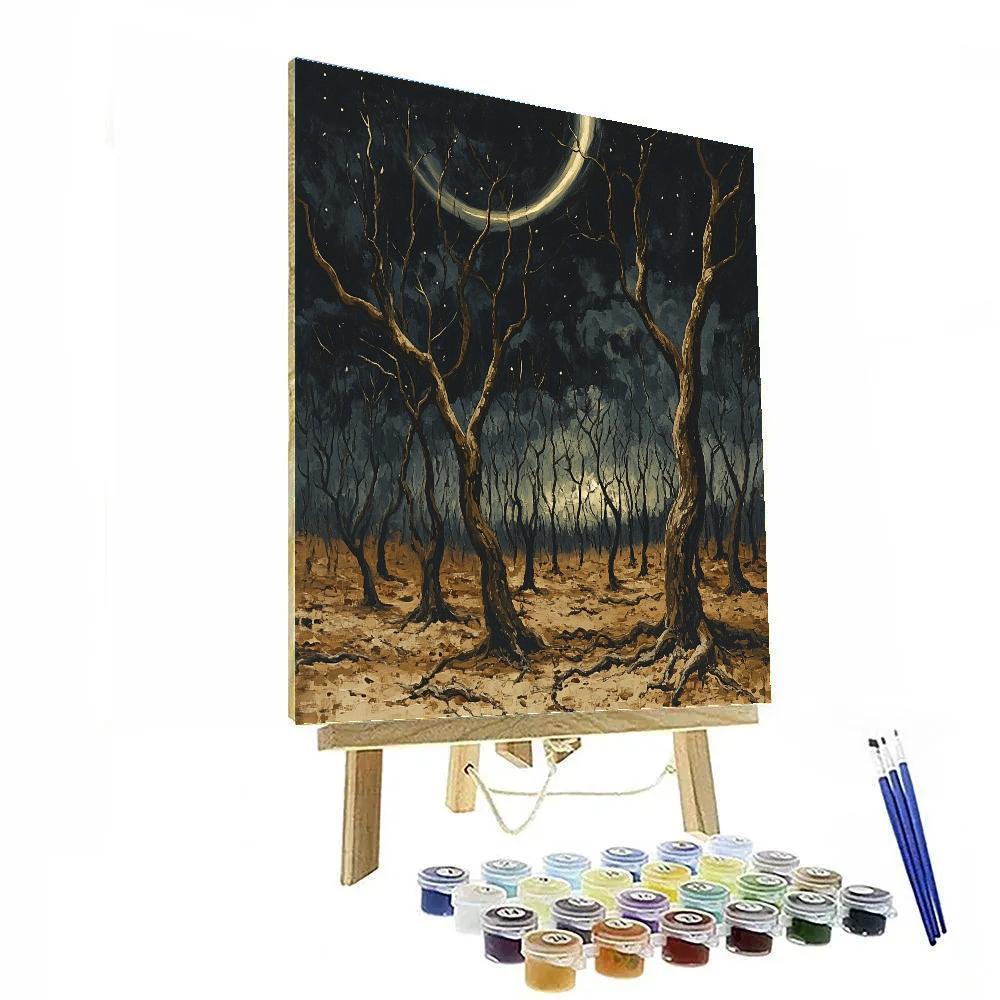 Francisco Goya Inspired Comet Wind Through Withered Grove paint by color