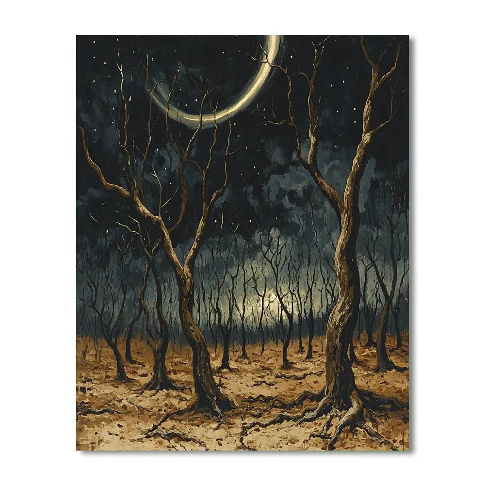 Francisco Goya Inspired Comet Wind Through Withered Grove paint by color