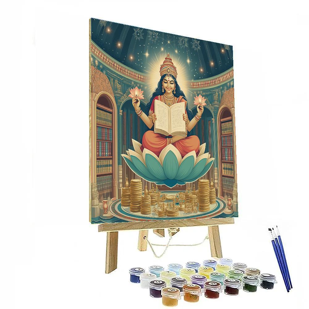 Clockwork Lotus Library With Lakshmi Numbered painting kits