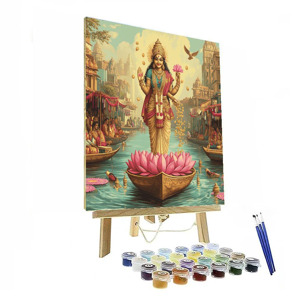 Lakshmi-Crowned River Bazaar At Dawn Paint by numbers art