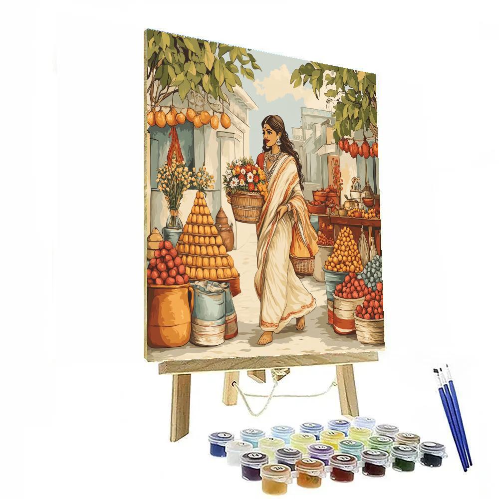 Village Market Calm With Parvati paint by color