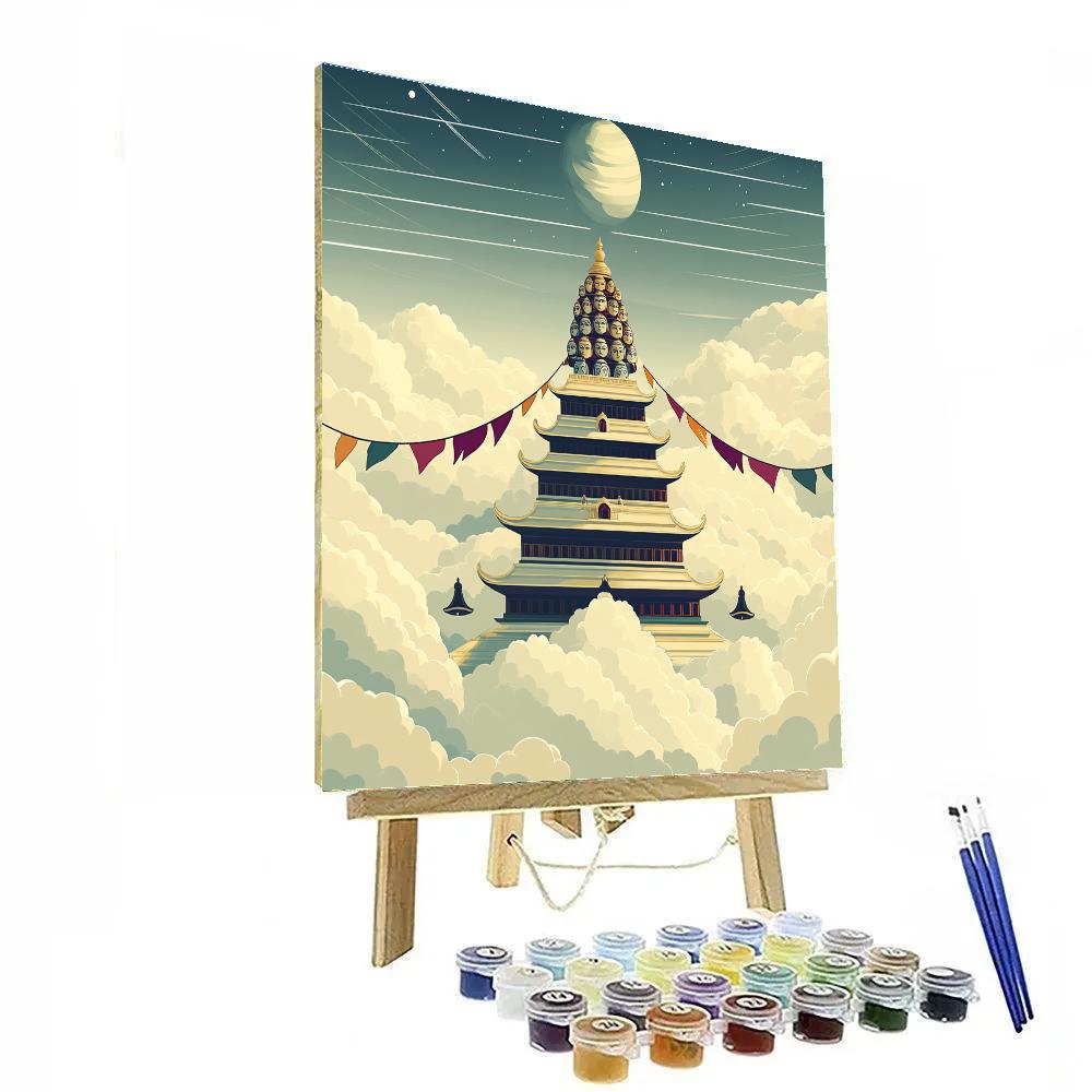 Brahma Temple Roofline Above Cloud Sea DIY paint by numbers