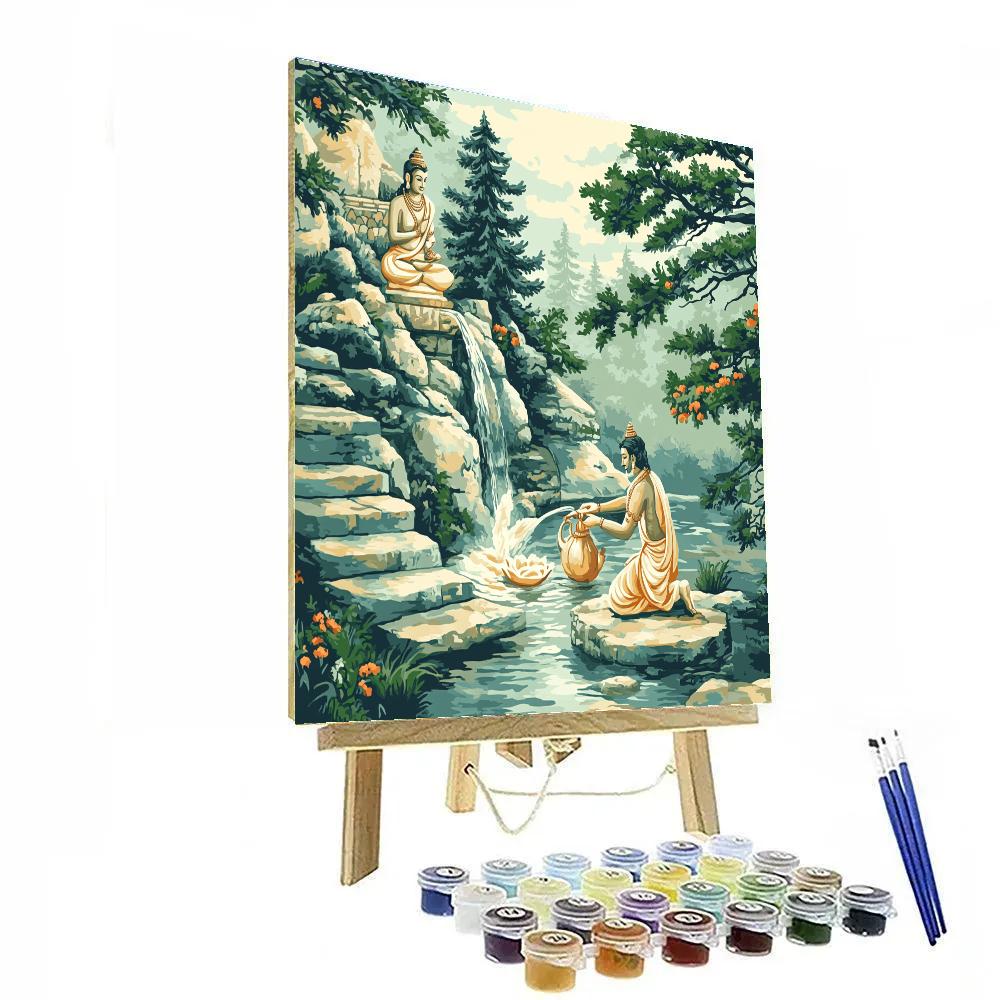 Brahma With Sacred Water Pot At Mountain Spring Painting by numbers kit