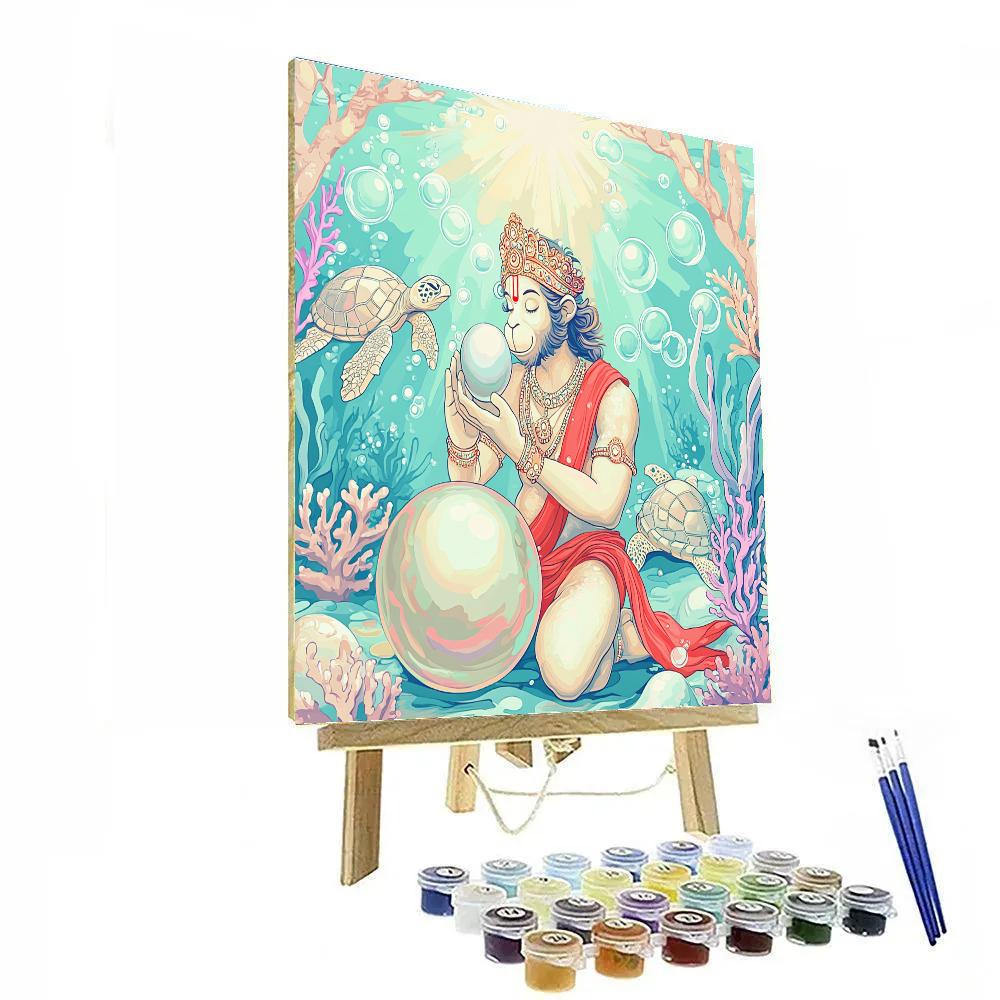 Hanuman Underwater Pearl Rescue Paint by numbers art