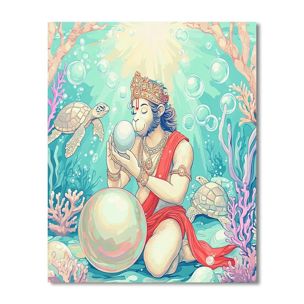 Hanuman Underwater Pearl Rescue Paint by numbers art