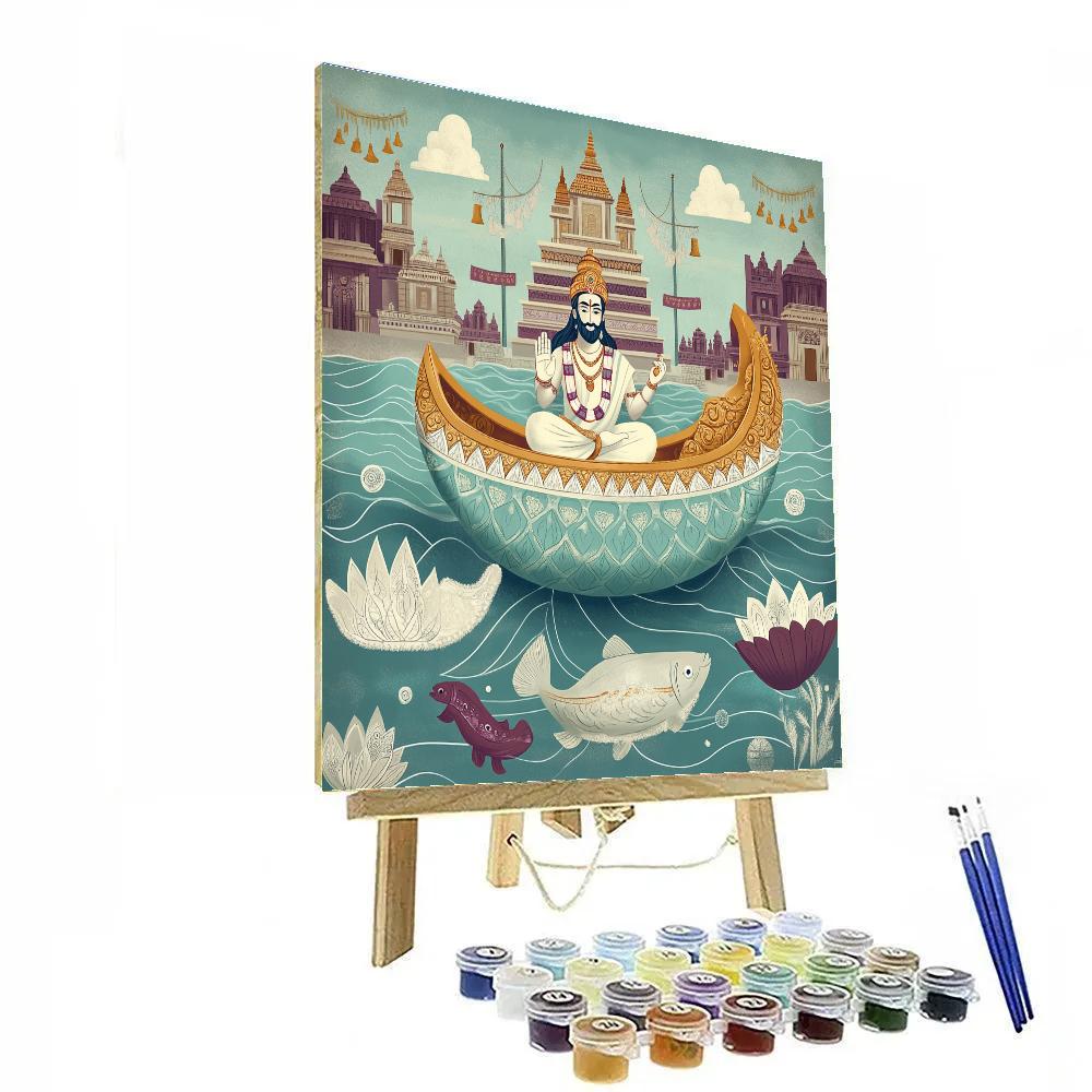 Rama-Crowned River Mandala Procession Paint by numbers kits