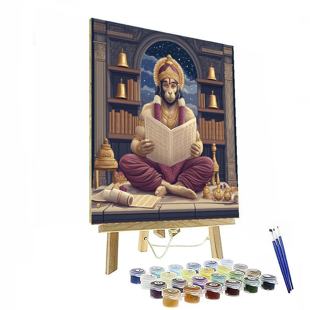 Library Of Mantras With Hanuman Wisdom Number painting
