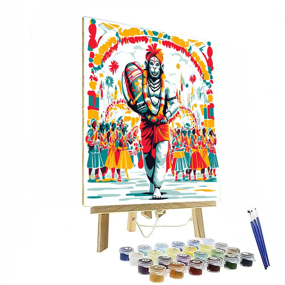 Hanuman Festival Drumline Parade paint by color