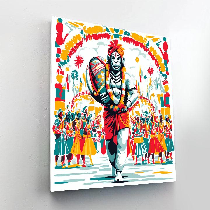 Hanuman Festival Drumline Parade paint by color