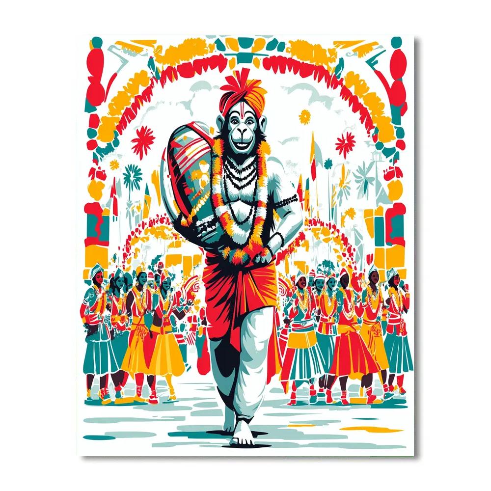 Hanuman Festival Drumline Parade paint by color