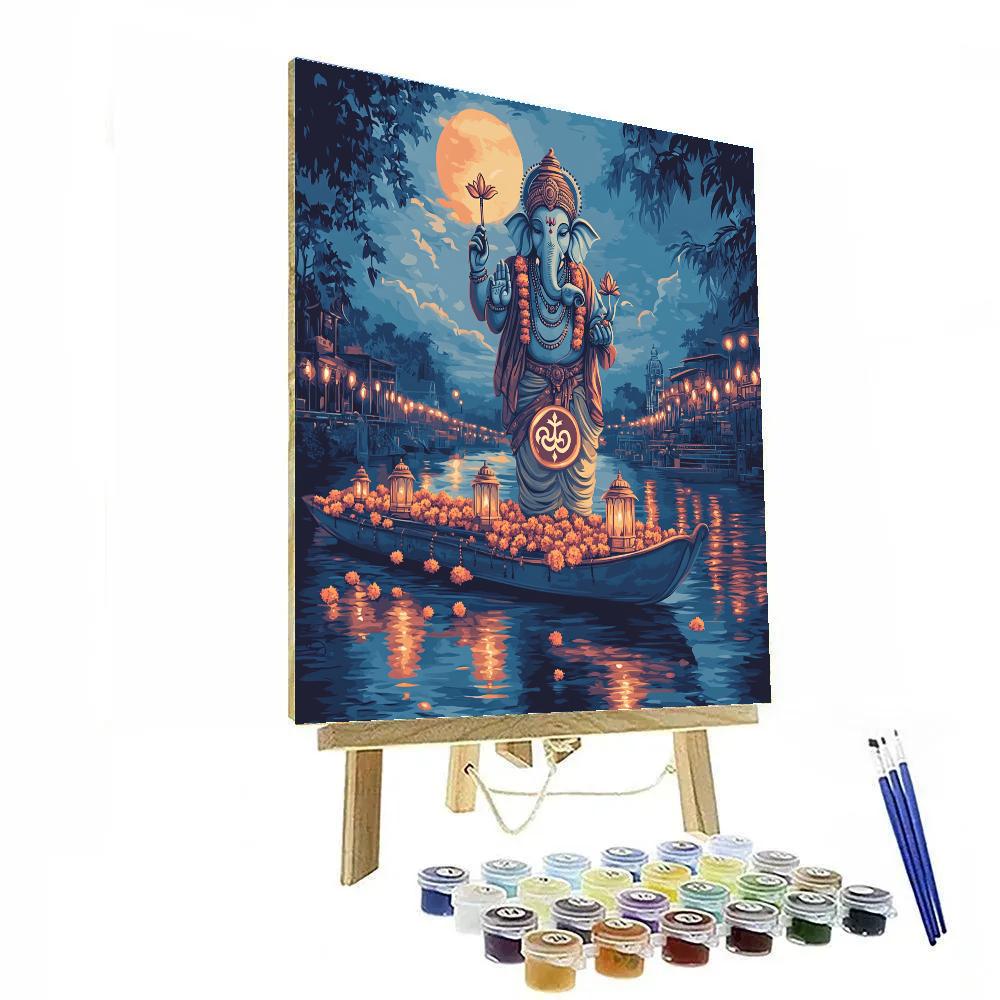River Lantern Procession With Ganesha paint by number