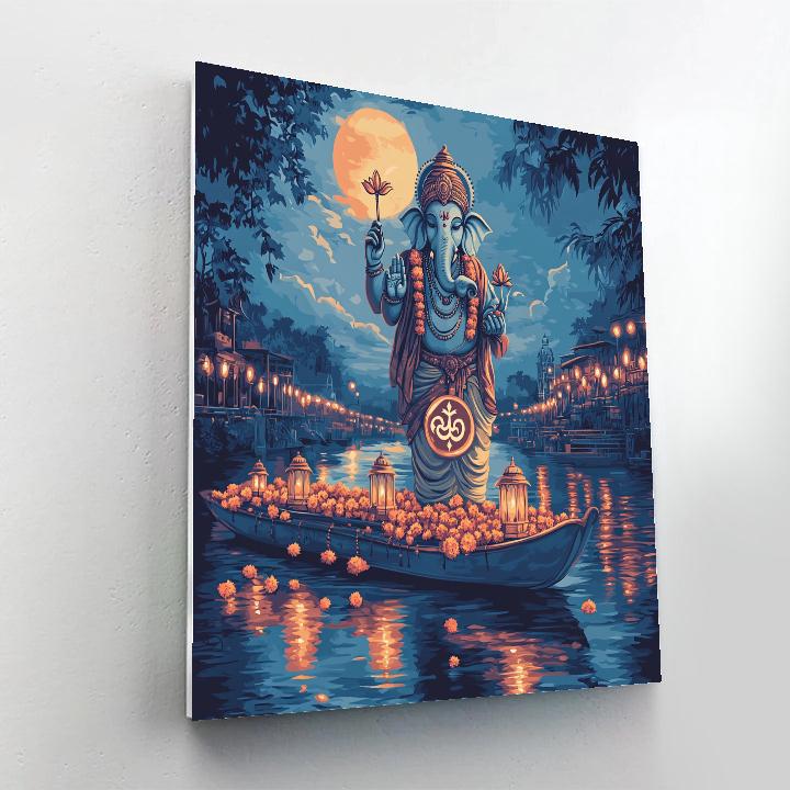 River Lantern Procession With Ganesha paint by number