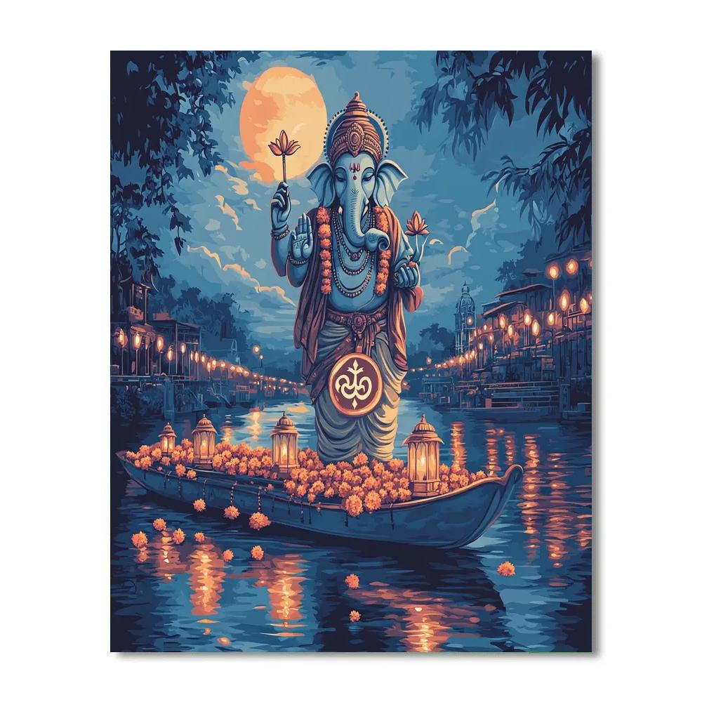 River Lantern Procession With Ganesha paint by number