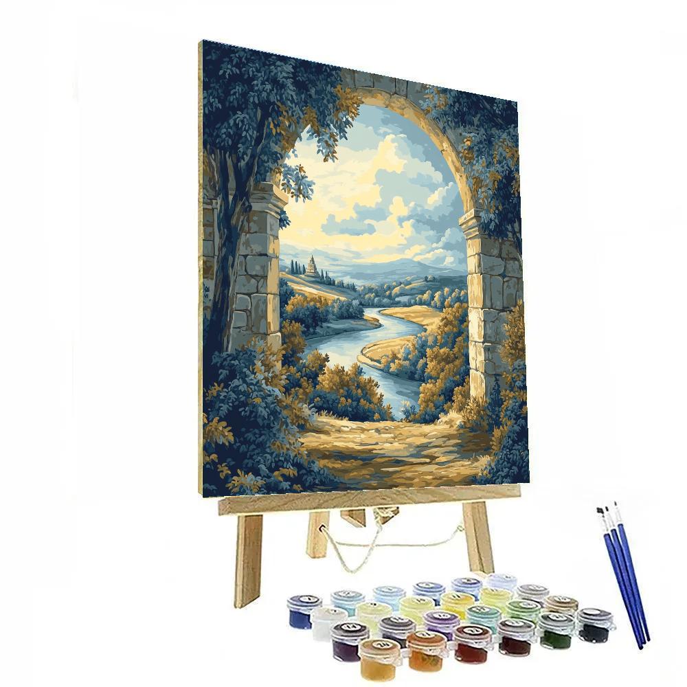Raphael Inspired Celestial Archway Over River Valley paint by numbers