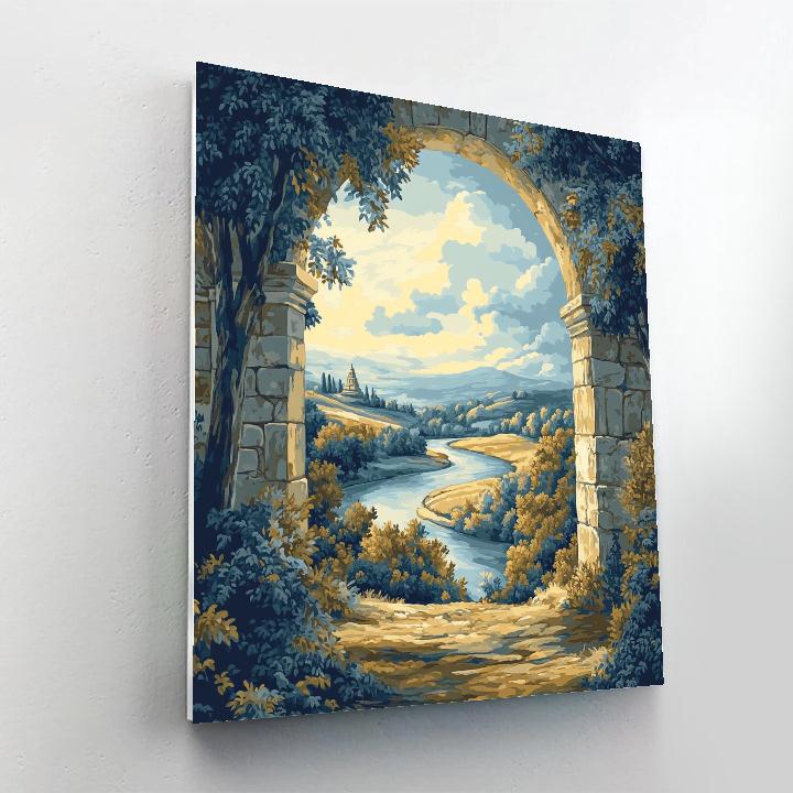 Raphael Inspired Celestial Archway Over River Valley paint by numbers