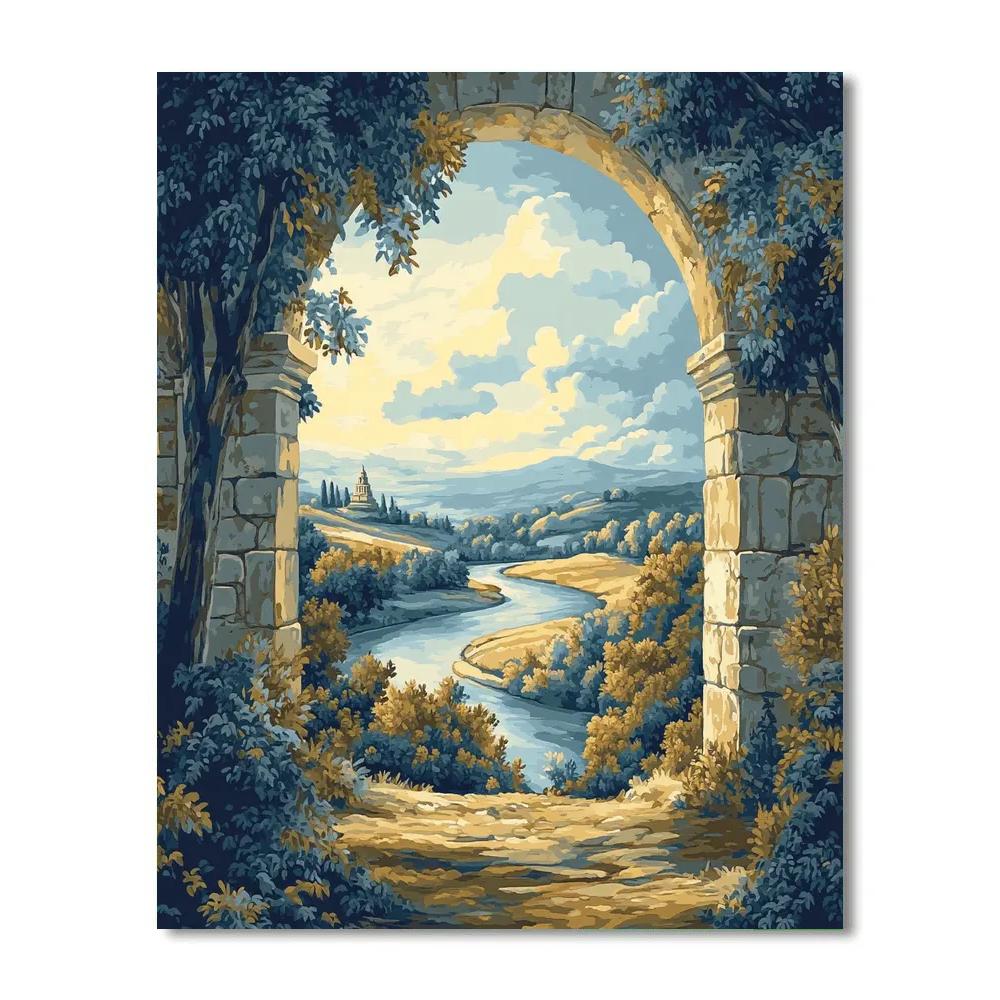Raphael Inspired Celestial Archway Over River Valley paint by numbers