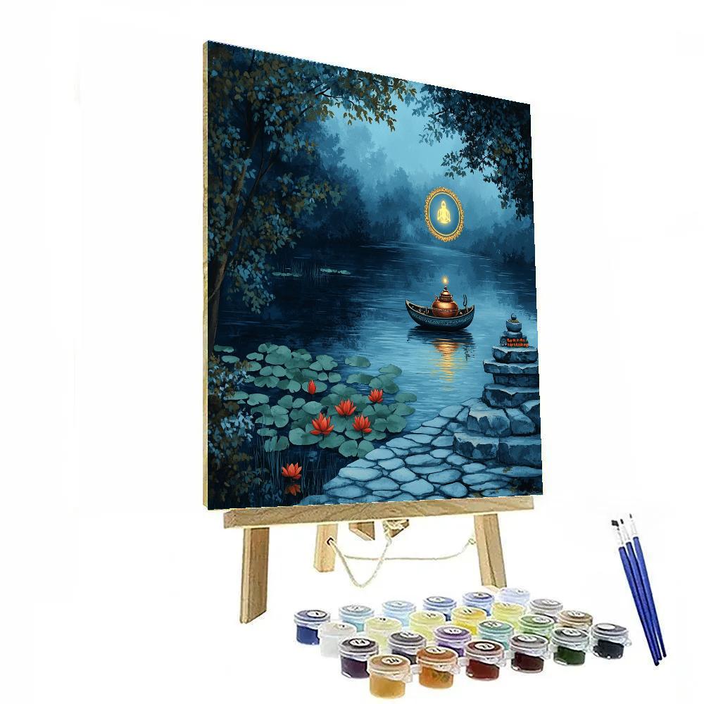 Lotus Lake Procession With Shiva Light DIY paint by numbers