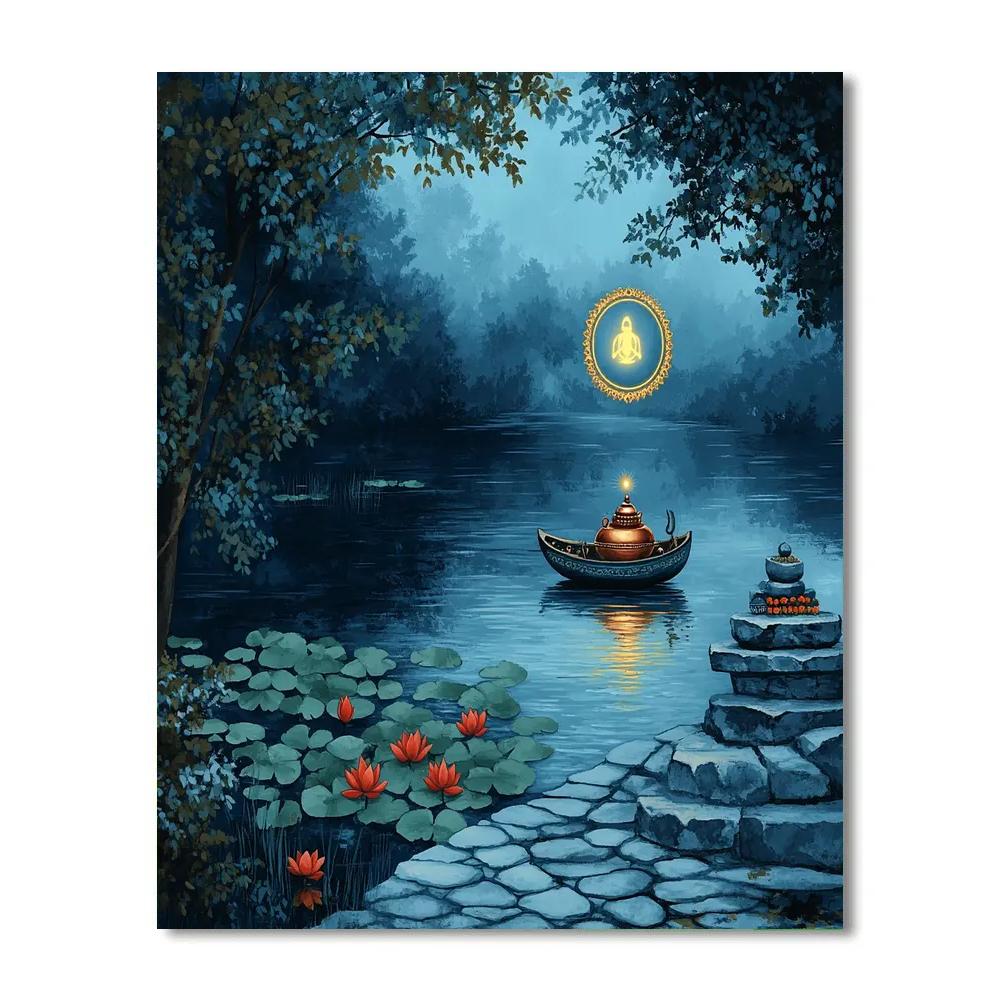 Lotus Lake Procession With Shiva Light DIY paint by numbers