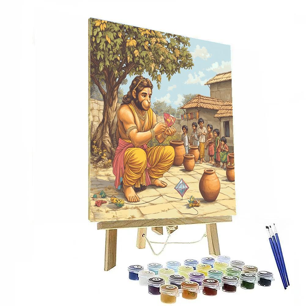 Hanuman Kite Workshop In Village Courtyard Numbered painting kits